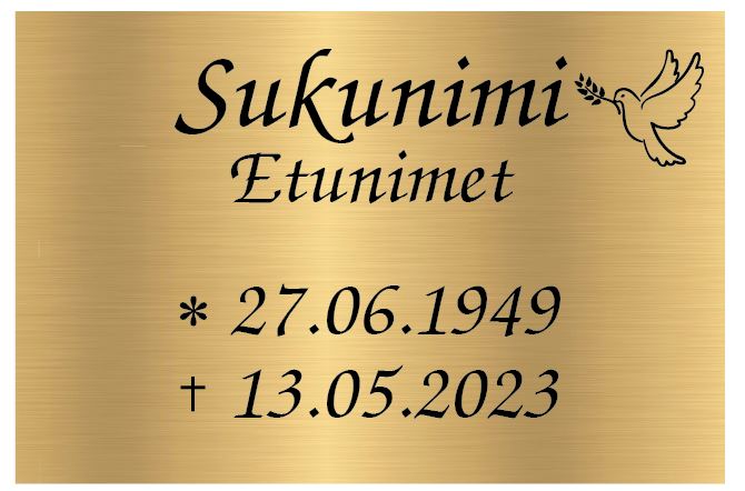 Hautakilpi/muistolaatta