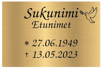 Hautakilpi/muistolaatta