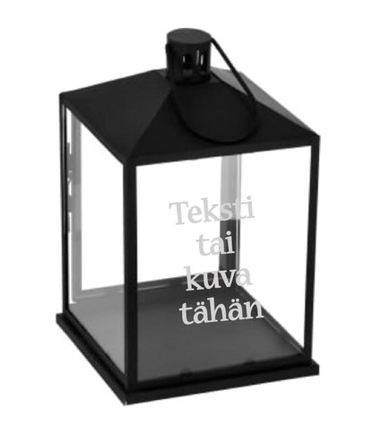 Lyhty MUSTA lasikaiverruksella