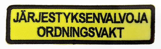 Järjestyksenvalvoja brodeerattu 2-kielinen kangasmerkki  ALE ERÄ